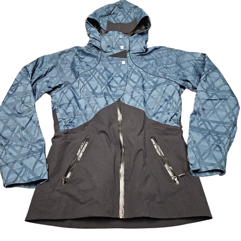 Columbia Titanium Jacket Shell Womens M Blue Black Geometric Interchange Winter